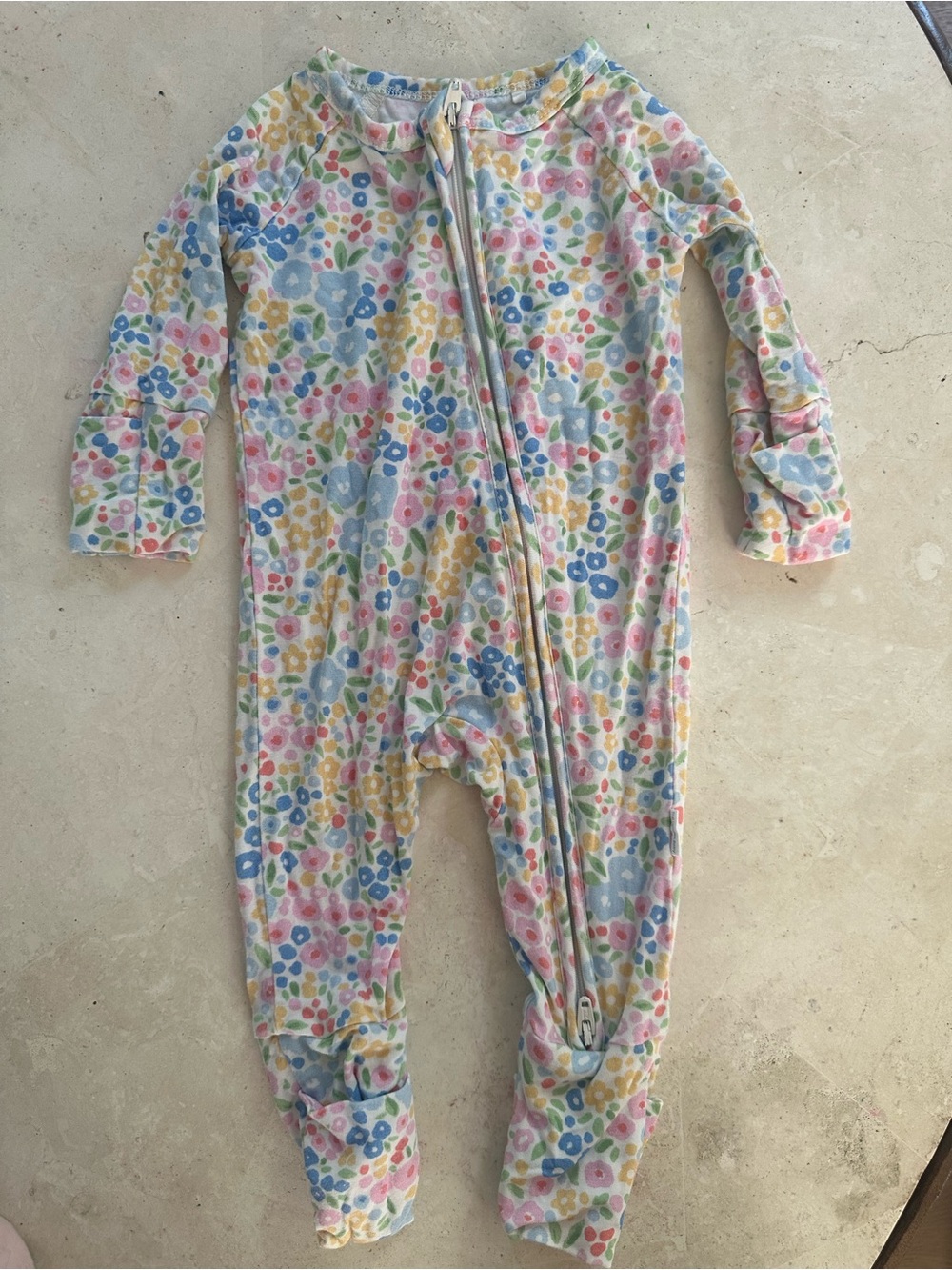 Uptown baby- Floral Zip-Front One-Piece Sleepwear in Multi-Color